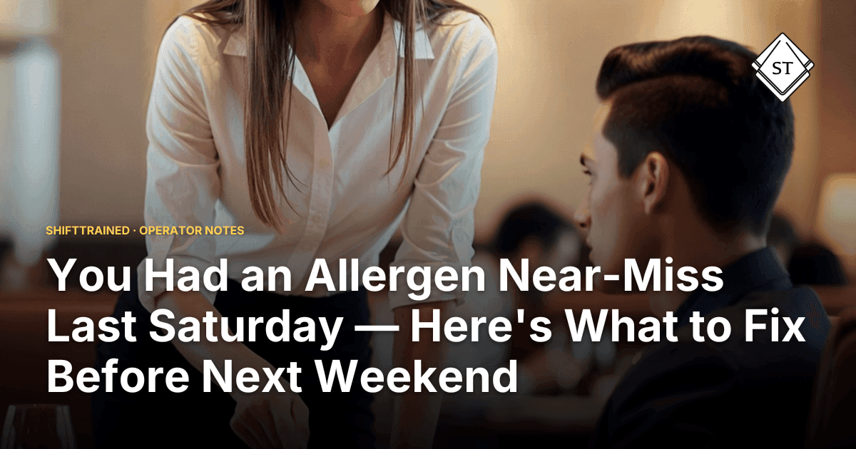 You Had an Allergen Near-Miss Last Saturday — Here's What to Fix Before Next Weekend