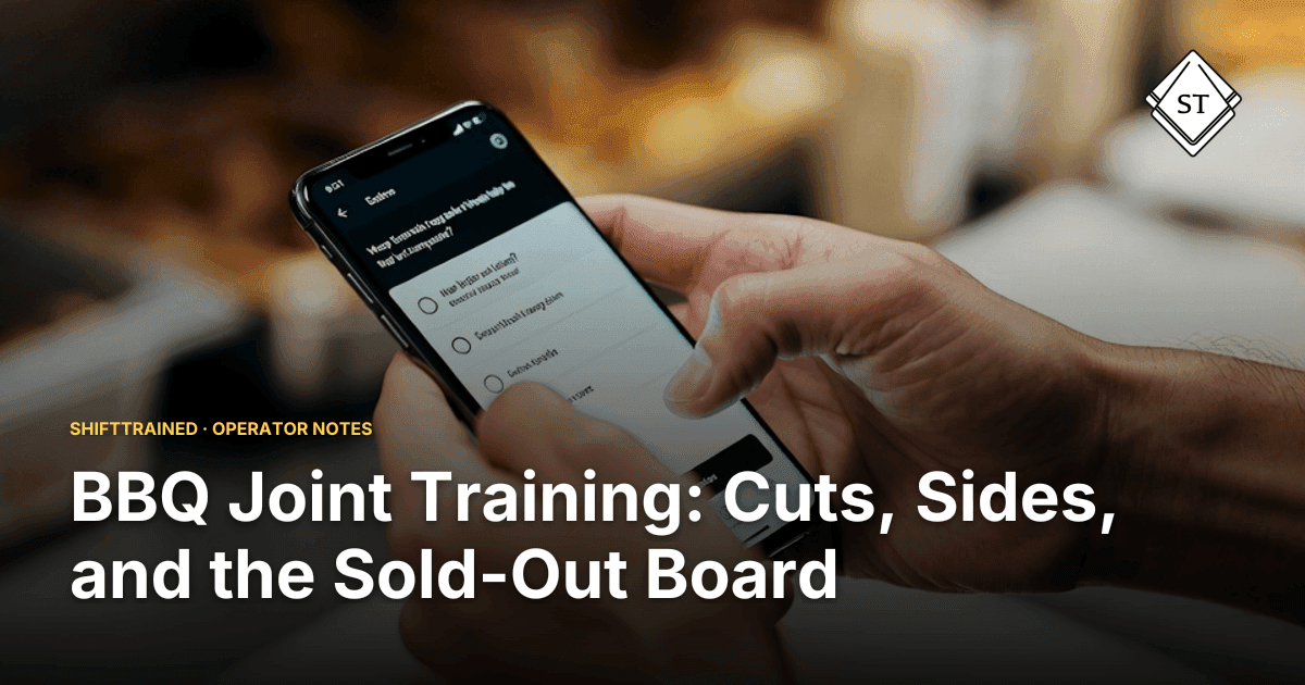 BBQ Joint Training: Cuts, Sides, and the Sold-Out Board