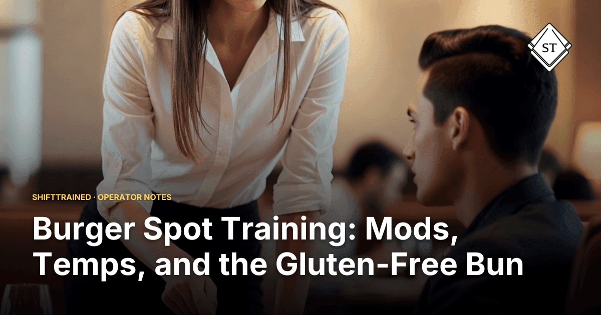 Burger Spot Training: Mods, Temps, and the Gluten-Free Bun