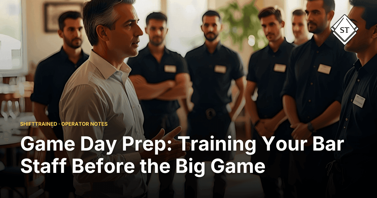 Game Day Prep: Training Your Bar Staff Before the Big Game