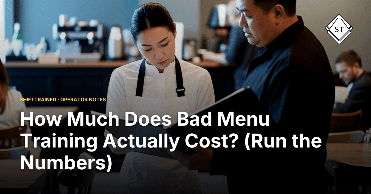 How Much Does Bad Menu Training Actually Cost? (Run the Numbers)