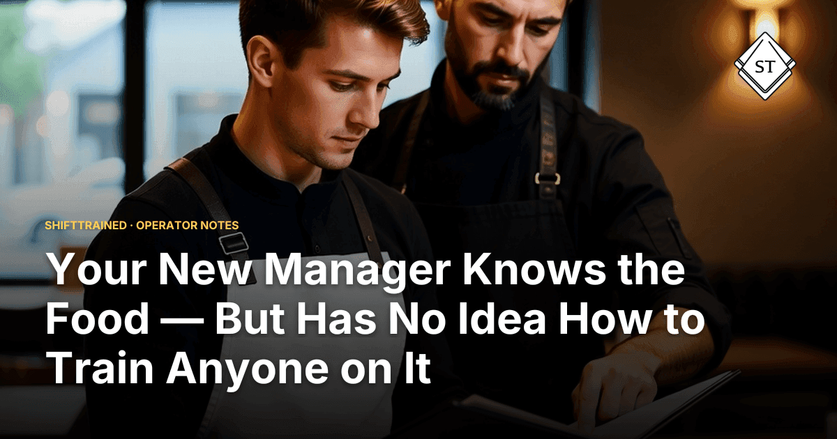 Your New Manager Knows the Food — But Has No Idea How to Train Anyone on It