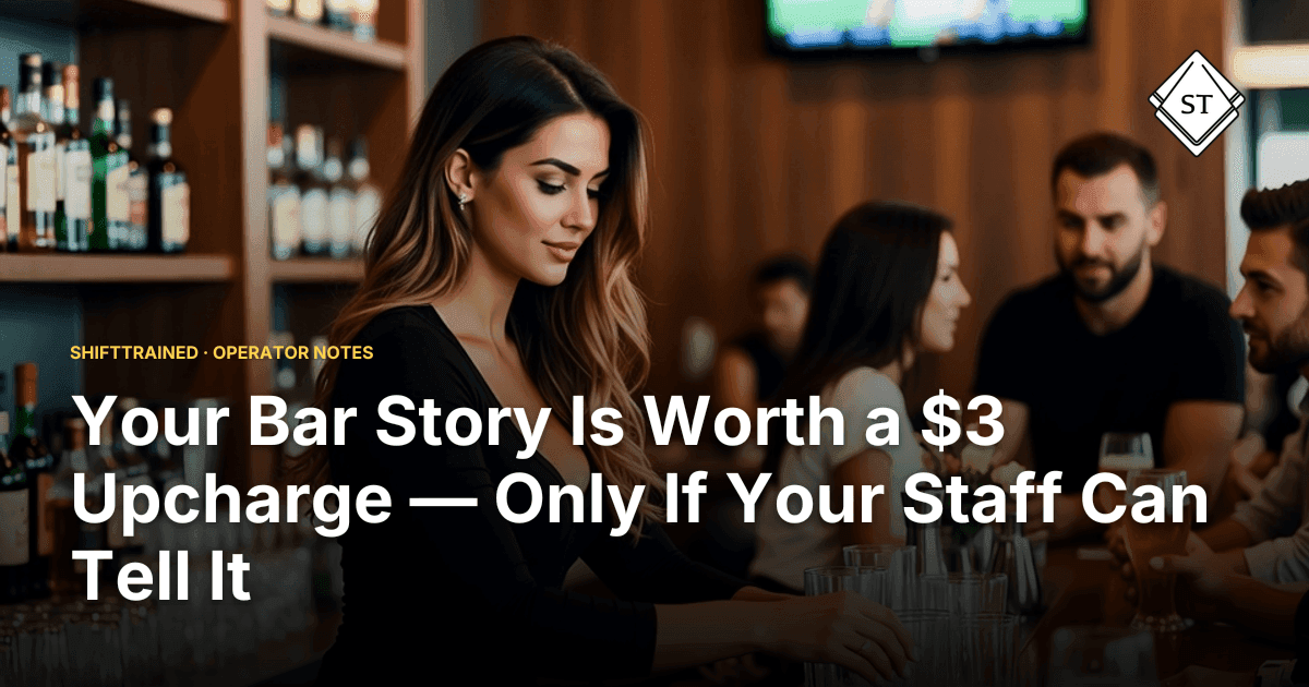 Your Bar Story Is Worth a $3 Upcharge — Only If Your Staff Can Tell It
