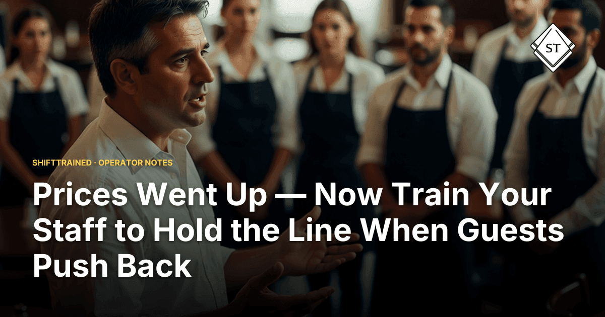 Prices Went Up — Now Train Your Staff to Hold the Line When Guests Push Back