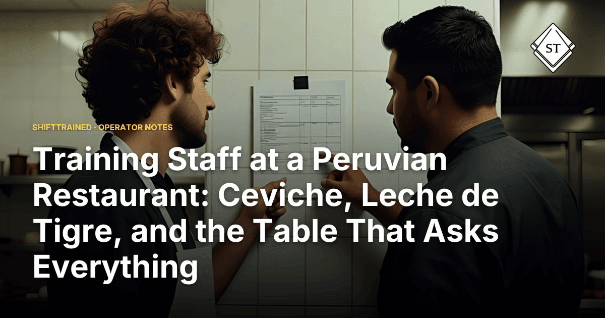 Training Staff at a Peruvian Restaurant: Ceviche, Leche de Tigre, and the Table That Asks Everything