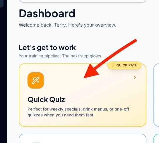 Quick Quiz just shipped: drop a menu, walk away, get a quiz