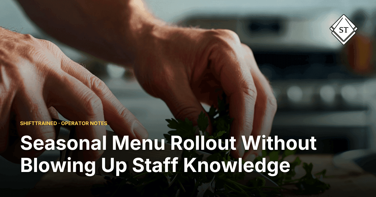 Seasonal Menu Rollout Without Blowing Up Staff Knowledge