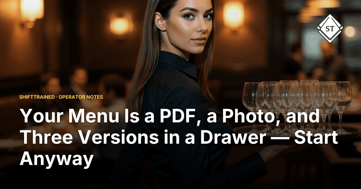 Your Menu Is a PDF, a Photo, and Three Versions in a Drawer — Start Anyway