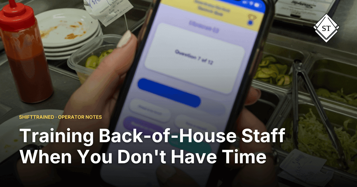 Training Back-of-House Staff When You Don't Have Time