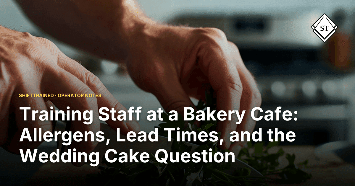 Training Staff at a Bakery Cafe: Allergens, Lead Times, and the Wedding Cake Question