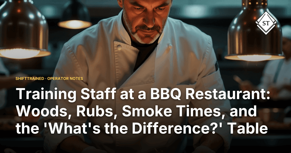 Training Staff at a BBQ Restaurant: Woods, Rubs, Smoke Times, and the 'What's the Difference?' Table