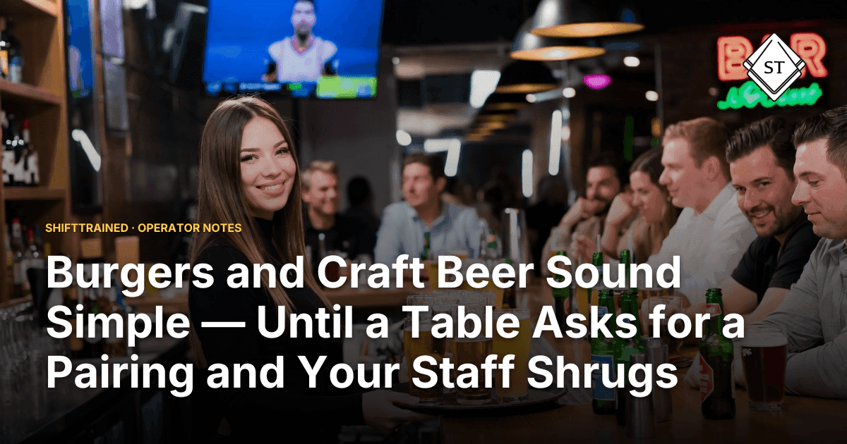 Burgers and Craft Beer Sound Simple — Until a Table Asks for a Pairing and Your Staff Shrugs