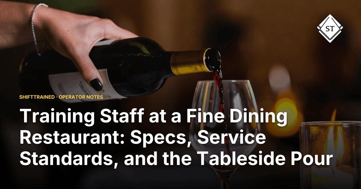 Training Staff at a Fine Dining Restaurant: Specs, Service Standards, and the Tableside Pour