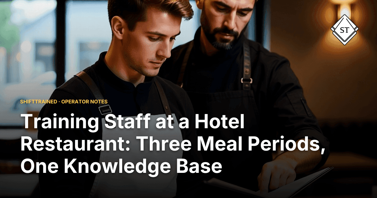 Training Staff at a Hotel Restaurant: Three Meal Periods, One Knowledge Base