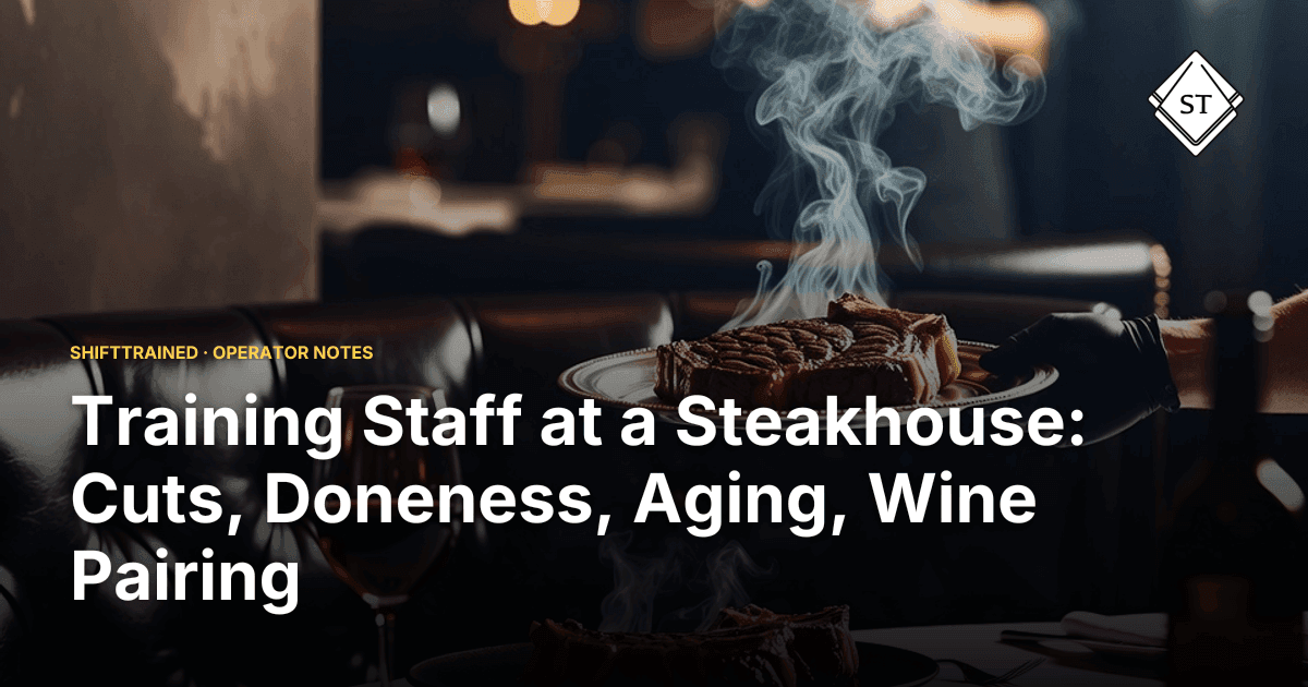 Training Staff at a Steakhouse: Cuts, Doneness, Aging, Wine Pairing