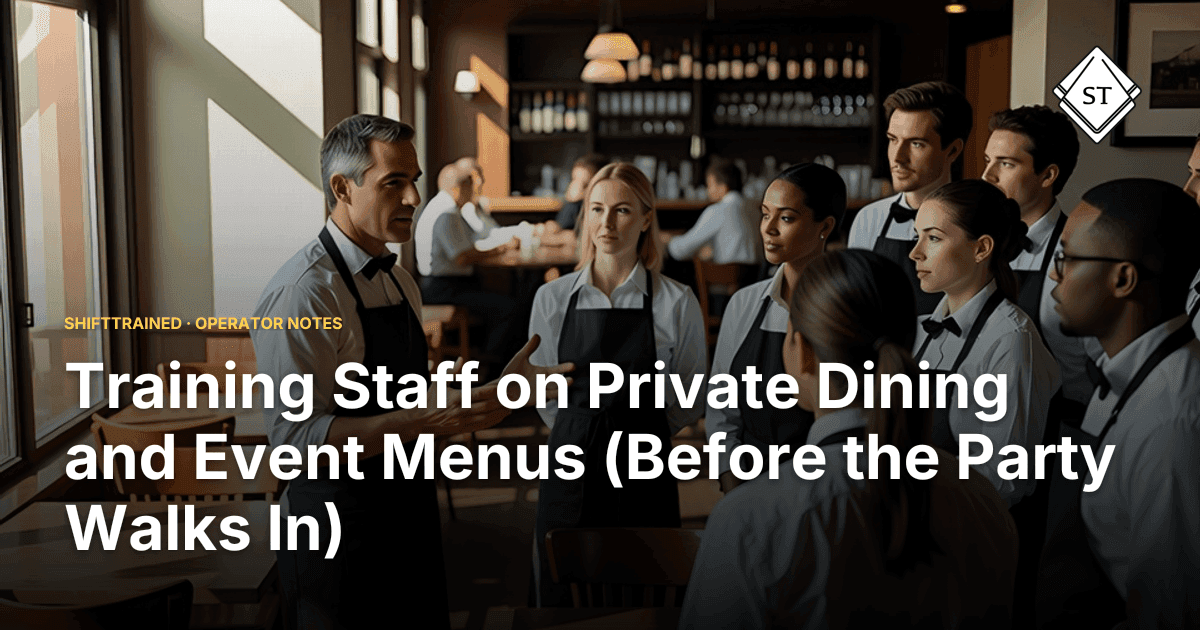 Training Staff on Private Dining and Event Menus (Before the Party Walks In)