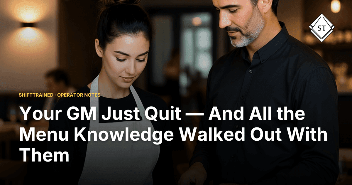 Your GM Just Quit — And All the Menu Knowledge Walked Out With Them