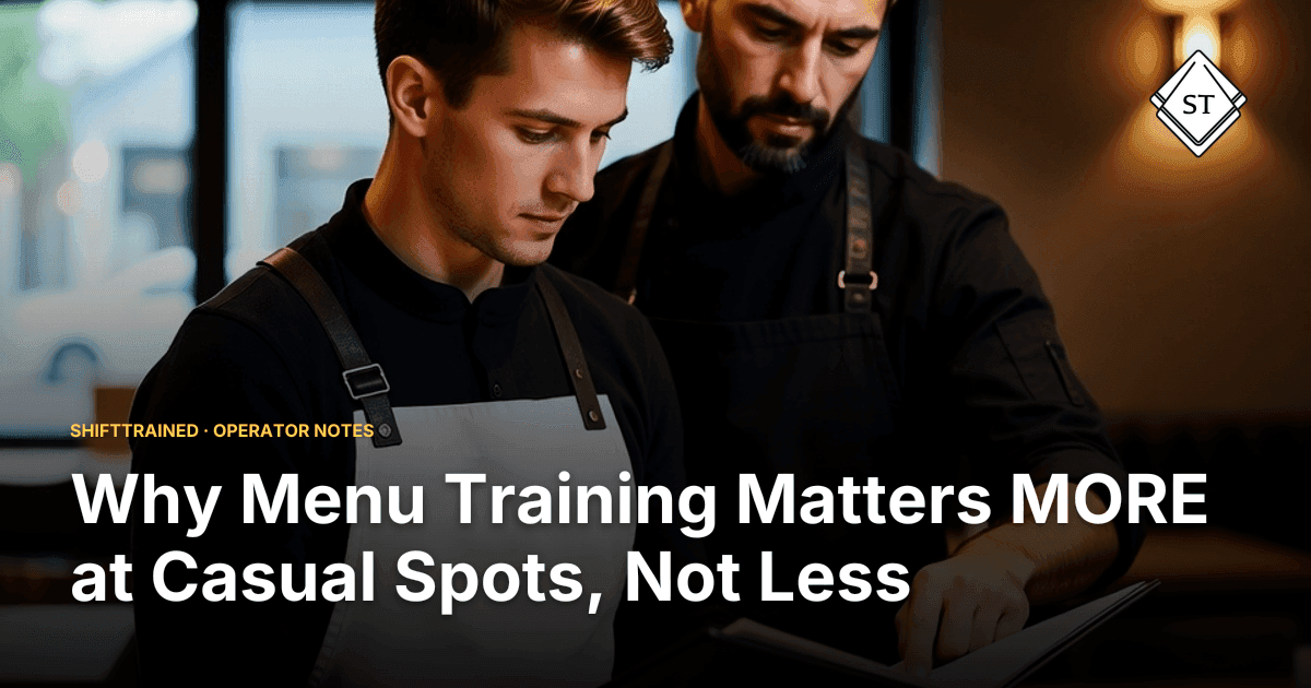 Why Menu Training Matters MORE at Casual Spots, Not Less